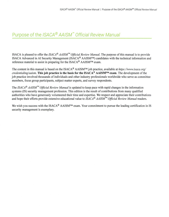 ISACA AAISM Review Manual
