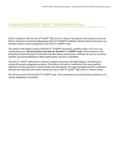 ISACA AAISM Review Manual
