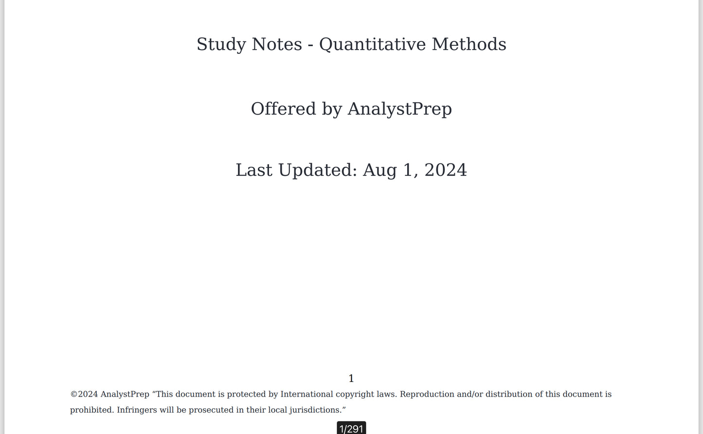 2025 CFA Level 1 AnalystPrep Lecture Videos, Notes & Practice Questions