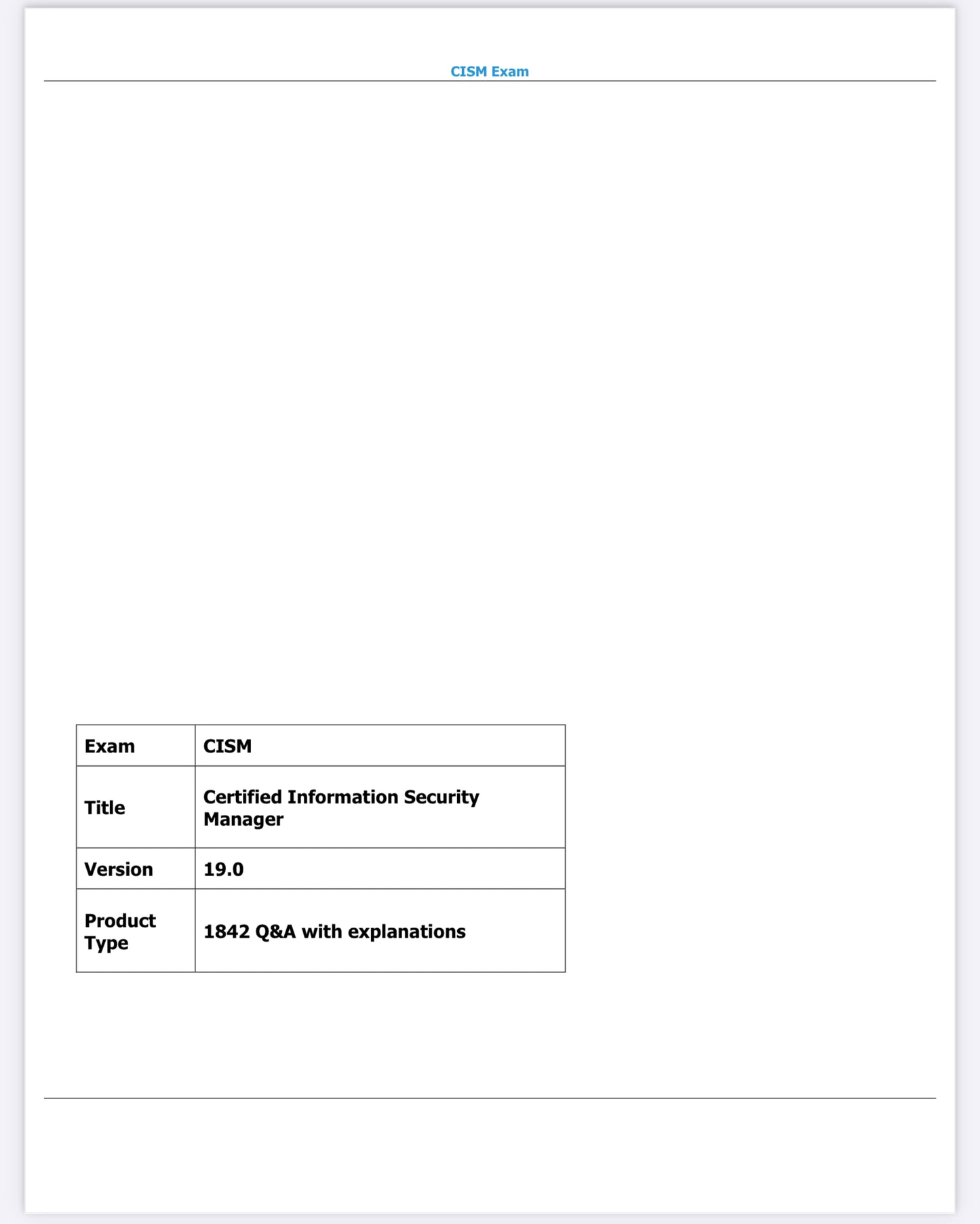 CISM Latest Past Exam Questions Bank